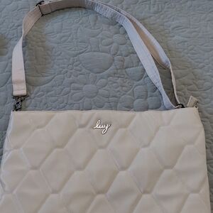 Lug Quilted Shoulder Bag in Soft Gray